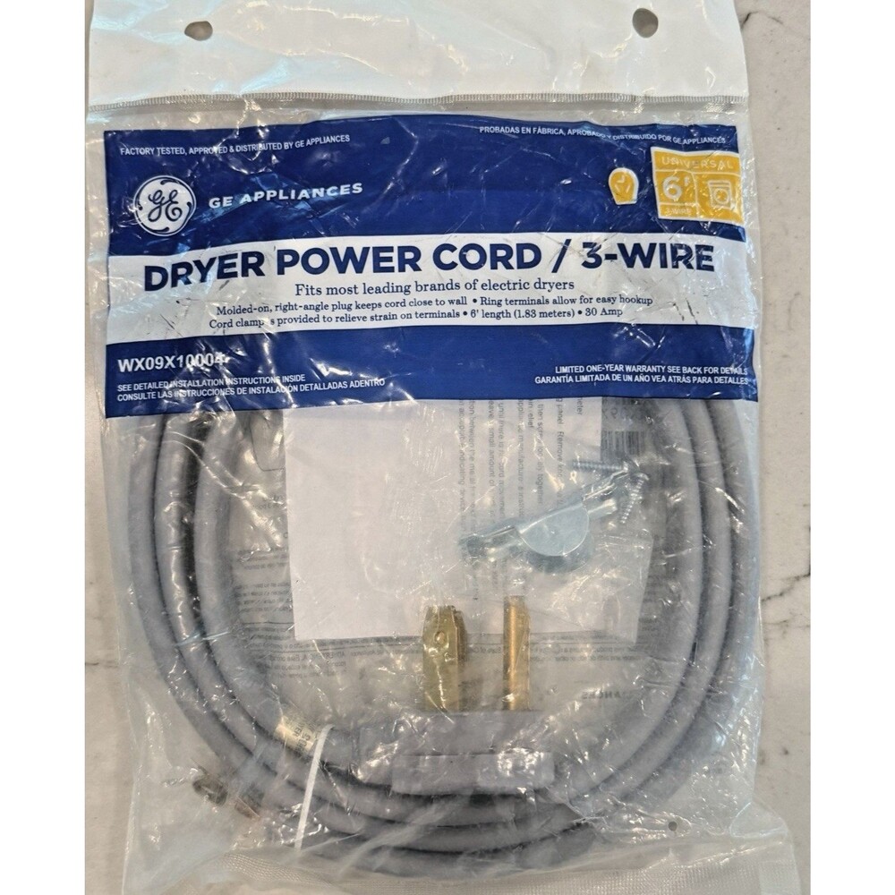 GE Dryer Power Cord 3 Wire 30 Amp 6 Ft 125 250V WX09X10004 New